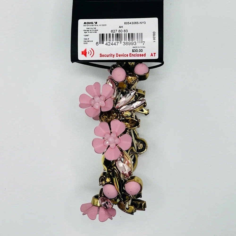 🚨3 for $15🚨 VERA WANG - Bracelet - Pink Flowers with Rhinestones - Picture 3 of 6